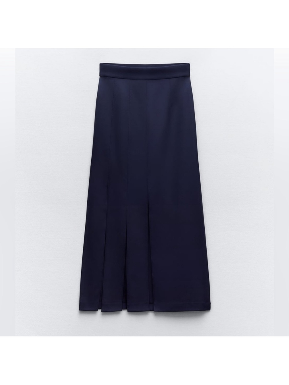 Zara Navy Midi A-Line Skirt with Slits
